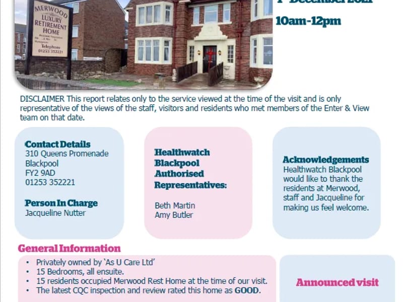 Merwood Rest Home - Assisted Living in Blackpool, England photo 3